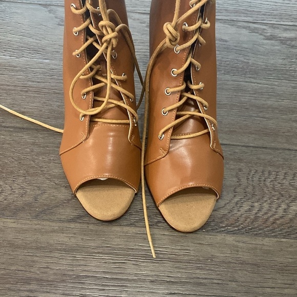 NWT BURJU Moment Nude Open Toe Lace Up Ankle Boots | Size 11 - Picture 7 of 10